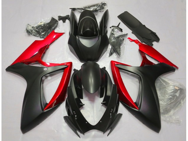 Nero Opaco & Rosso 06-07 GSXR 600-750 Carene Moto