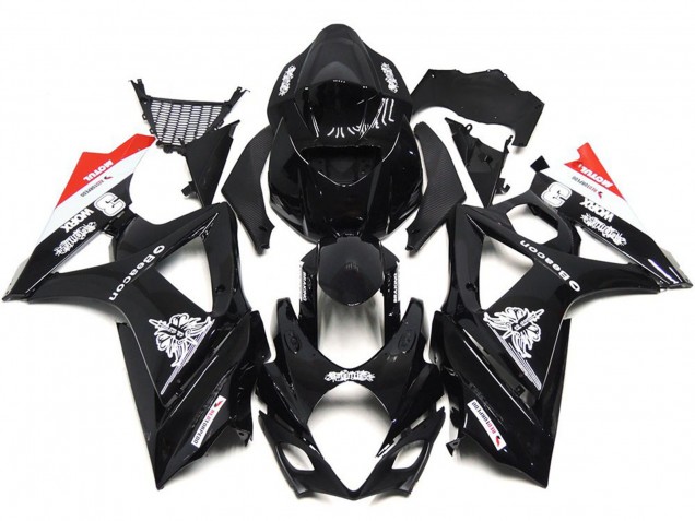 Nero Personalizzato Con Un Tocco Di Bianco & Rosso 07-08 GSXR 1000 Carene Moto
