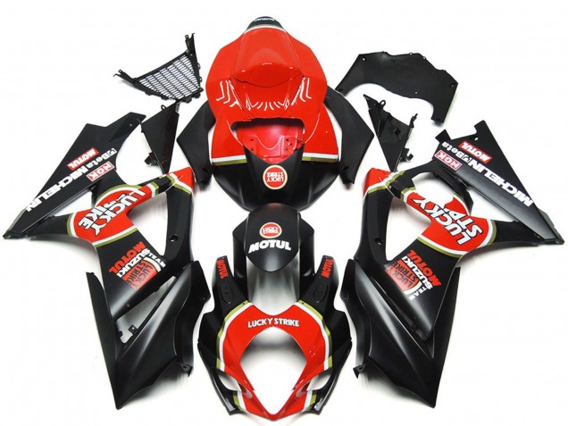 Personalizzato Nero Opaco Vibrante Lucky Strike 07-08 GSXR 1000 Carene Moto
