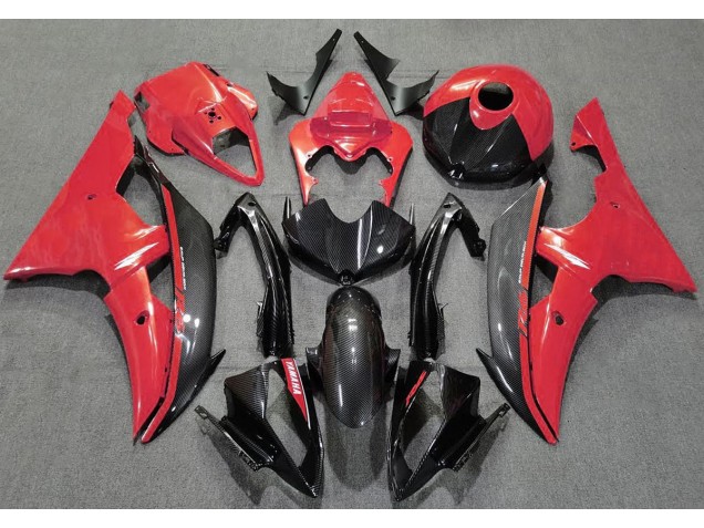Rosso Lucido & Fibra Di Carbonio 08-16 R6 Carene Moto