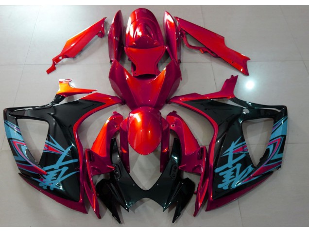 Rosso Lucido & Nero 06-07 GSXR 600-750 Carene Moto