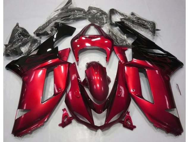 Rosso Lucido & Nero 07-08 ZX6R Carene Moto