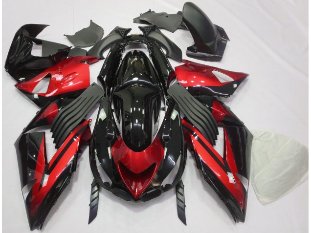 Rosso Lucido & Nero Tinta Unita 06-11 ZX14R Carene Moto