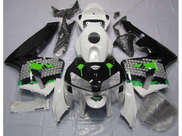 Schizzi Verdi Su Nero Lucido 05-06 CBR600RR Carene Moto