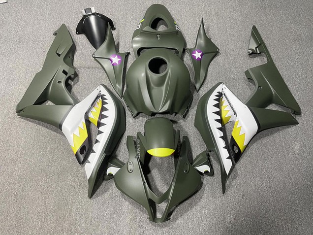 Squalo Verde Opaco & Giallo 07-08 CBR600RR Carene Moto