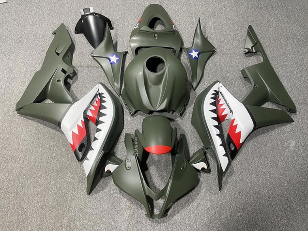 Squalo Verde Opaco & Rosso 07-08 CBR600RR Carene Moto
