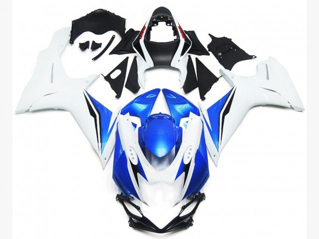 Stile Bianco Lucido & Blu 11-24 GSXR 600-750 Carene Moto