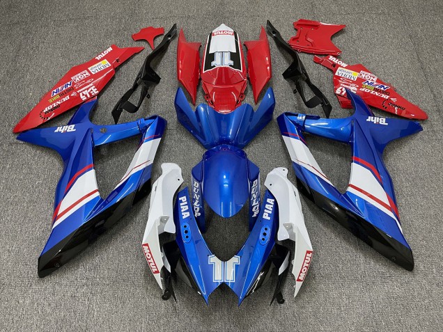 Stile Personalizzato Rosso Blu & Bianco Lucido 08-10 GSXR 600-750 Carene Moto