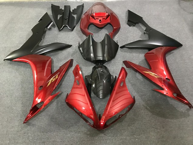 Stile Rosso Bordeaux & Fibra Di Carbonio 04-06 R1 Carene Moto