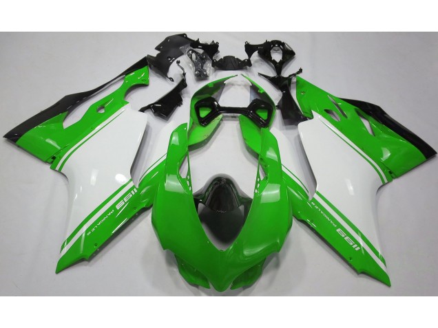 Verde Lucido Bianco & Nero 11-14 Ducati 1199 Carene Moto