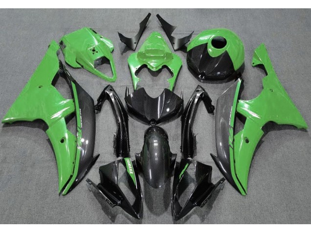 Verde Lucido & Fibra Di Carbonio 08-16 R6 Carene Moto