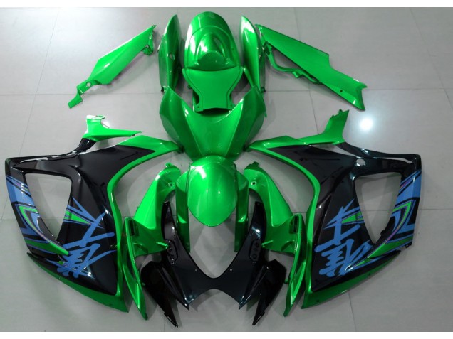 Verde Lucido & Nero 06-07 GSXR 600-750 Carene Moto